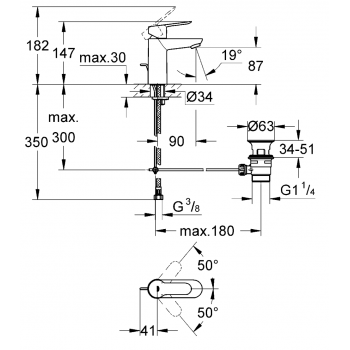 GROHE MISCELATORE LAVABO BAU EDGE