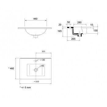 Mobile bagno 600 in legno laccato bianco lucido con lavabo Almagro