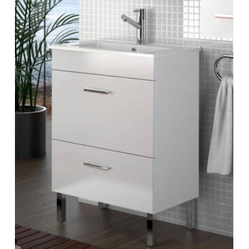 Mobile bagno 600 in legno laccato bianco lucido con lavabo Almagro
