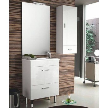 Mobile bagno 600 in legno laccato bianco lucido con lavabo Almagro