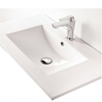 Mobile bagno 600 in legno laccato bianco lucido con lavabo Almagro