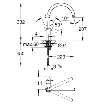 GROHE MISCELATORE LAVELLO BAU EDGE