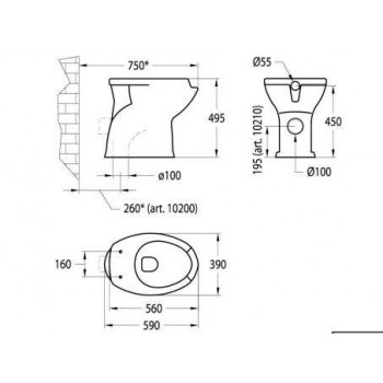 vaso ceramica scarico terra serie EASY