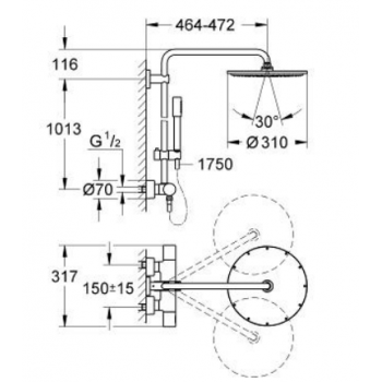 GROHE COLONNA DOCCIA EUPHORIA 450MM