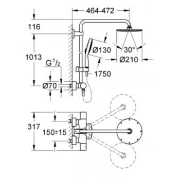 Grohe Sistema doccia con miscelatore termostatico Rainshower System 210