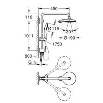 GROHE COLONNA DOCCIA EUPHORIA 450MM