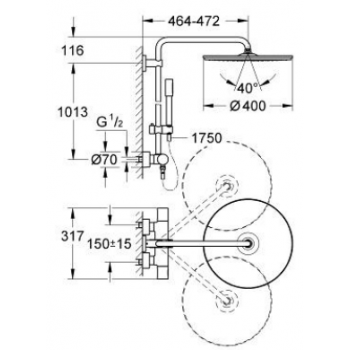 GROHE COLONNA DOCCIA EUPHORIA 450MM