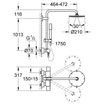 GROHE COLONNA DOCCIA EUPHORIA 450MM