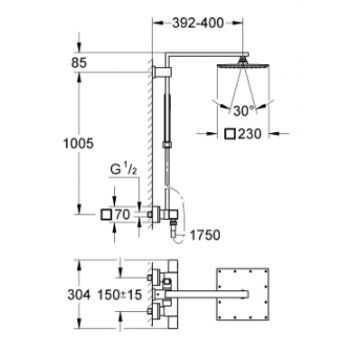 GROHE COLONNA DOCCIA EUPHORIA 450MM