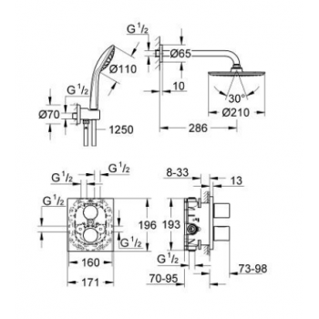 Grohe Set Doccia Rainshower® 210 Grohtherm 3000 Cosmopolitan