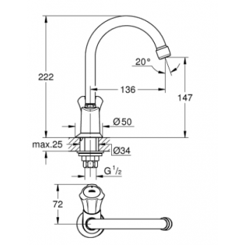 Grohe Adria Rubinetto a colonna per lavabo 20393001