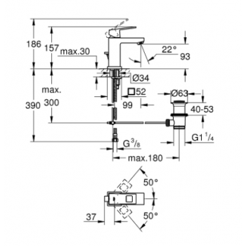 Grohe Eurocube Miscelatore monocomando per lavabo Taglia S 2312700E