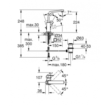 Grohe Eurocube Miscelatore monocomando per lavabo Taglia L 23135000
