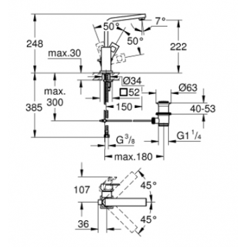 Grohe Eurocube Miscelatore monocomando per lavabo Taglia L 2313500E