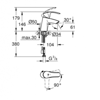 Grohe Eurosmart Miscelatore monocomando per lavabo Taglia S 23372002