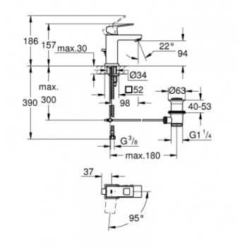 Grohe Eurocube Miscelatore monocomando per lavabo Taglia S 2339000E