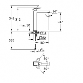 Grohe Eurocube Miscelatore monocomando per lavabo a bacinella Taglia XL 23406000