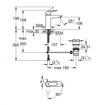Grohe BauEdge Miscelatore monocomando per lavabo Taglia M 23759000