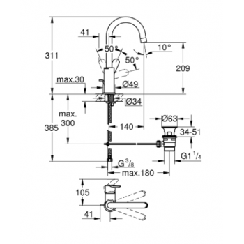 Grohe BauEdge Miscelatore monocomando per lavabo Taglia M 23760000