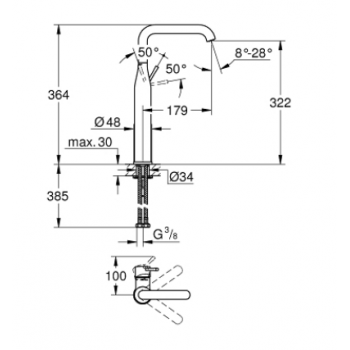 Grohe Essence Miscelatore monocomando per lavabo a bacinella Taglia XL 32901001