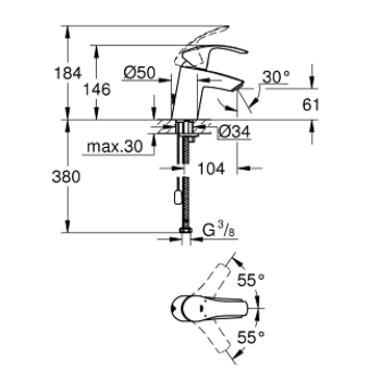 Grohe Eurosmart Miscelatore monocomando per lavabo Taglia S 33188002