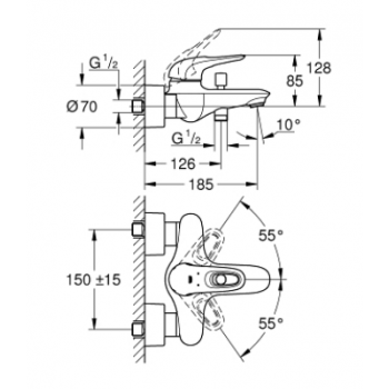 Grohe Eurostyle New Miscelatore Moon White per vasca-doccia 33591LS3