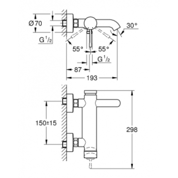 Grohe Essence Miscelatore monocomando per vasca-doccia 33624001