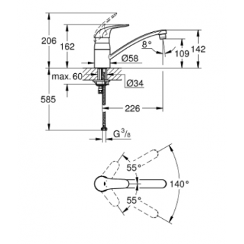 Grohe Euroeco Miscelatore monocomando per lavello 32750000