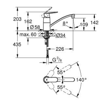 Grohe Eurosmart Cosmopolitan Miscelatore monocomando per lavello 32842000