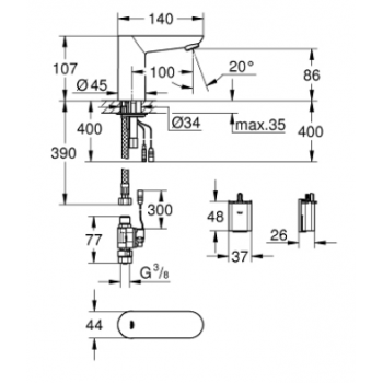 Grohe Euroeco Cosmopolitan E Rubinetto elettronico per lavabo con comando ad infrarossi 36269000