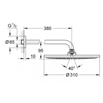Grohe Rainshower Cosmopolitan 310 Set soffione doccia a parete sporgenza 380 mm, 1 getto 26056000