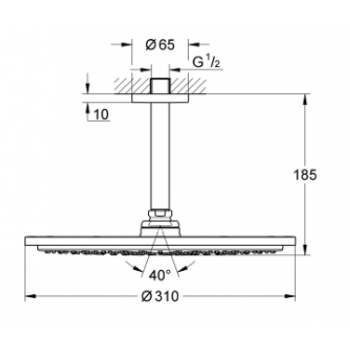 Grohe Rainshower Cosmopolitan 310 Set soffione doccia a soffitto altezza 142 mm, 1 getto 26057000