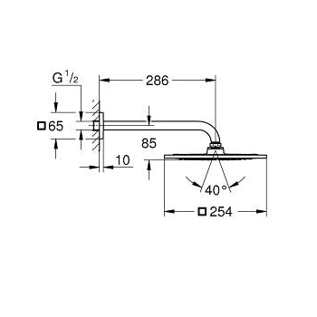 Grohe Rainshower F-Series 10″ 254 x 254 Set soffione doccia a parete sporgenza 286 mm, 1 getto 26060000