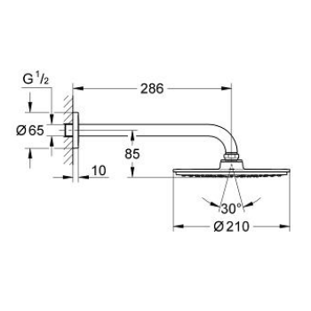 Grohe Rainshower Cosmopolitan 210 Set soffione doccia a parete sporgenza 286 mm, 1 getto 26062000