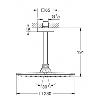 Grohe Rainshower Allure 230 Set soffione doccia a soffitto altezza 154mm, 1 getto 26065000