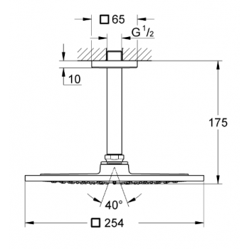 Grohe Rainshower F-Series 10″ Set soffione doccia a soffitto altezza 142 mm, 1 getto 26071000