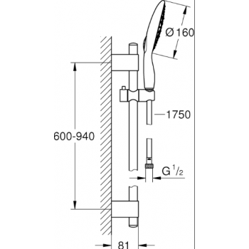 Grohe Power&Soul 160 Set asta doccia a 4 tipologie di getto combinabili 27750000