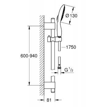 Grohe Power&Soul 130 Set asta doccia a 4 tipologie di getto combinabili 27738000