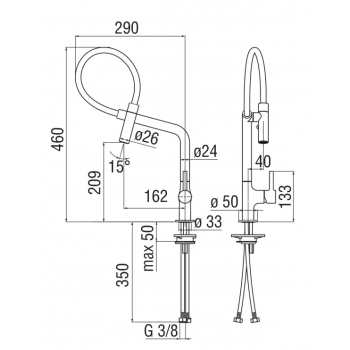 Nobili miscelatore lavello cucina con guaina orientabile Lamp MP119400CR