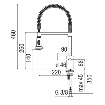 Nobili miscelatore per Lavello Doccia a 2 Getti Pull Down NDW Disc, Ritorno Automatico Plus PL00300/3CR