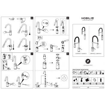 Nobili miscelatore per Lavello Doccia a 2 Getti Pull Down NDW Disc, Ritorno Automatico Plus PL00300/3CR