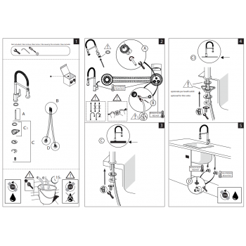 Nobili miscelatore lavello cucina con doccetta a 2 funzioni pull down, NDW Live LV00300/3CR