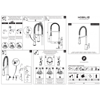 Nobili miscelatore lavello cucina con doccetta a 2 funzioni pull down, NDW Live LV00300/3CR