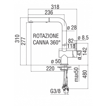 Nobili miscelatore lavello cucina con doccia a 2 getti estraibile Live LV00117/2CR