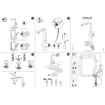 Nobili miscelatore lavello cucina con doccia a 2 getti estraibile Live LV00117/2CR