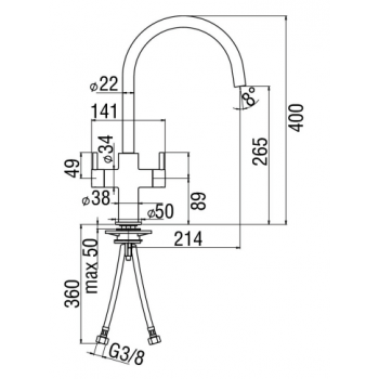 Nobili miscelatore lavello cucina bicomando con canna ad ombrello Acquerelli AQ93824CR