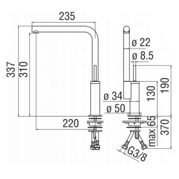 Nobili mischer Spüle Küche Acquerelli Joystick AJ93113/1CR