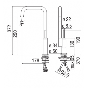 Nobili miscelatore lavello cucina con canna ad U Acquerelli Joystick AJ93113CR
