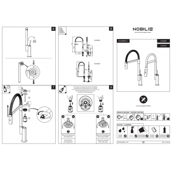 Nobili miscelatore lavello cucina con molla e doccetta Acquerelli Joystick AJ93400CR