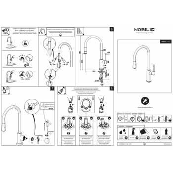 Nobili miscelatore lavello cucina, doccia estraibile likid senza led Web WB00117/2CR
